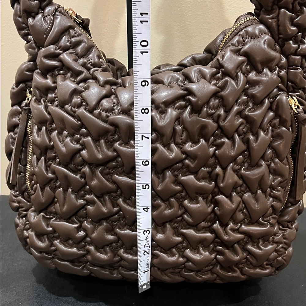 Sondra Roberts | Chocolate Brown Quilted Hobo Bag - Picture 14 of 15